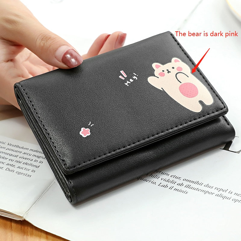 Women's Cute Wallet Bear PU Leather Casual Card Holder Female